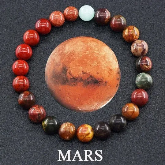 Unisex matte 10mm stone bead bracelet in vintage finish on wrist
