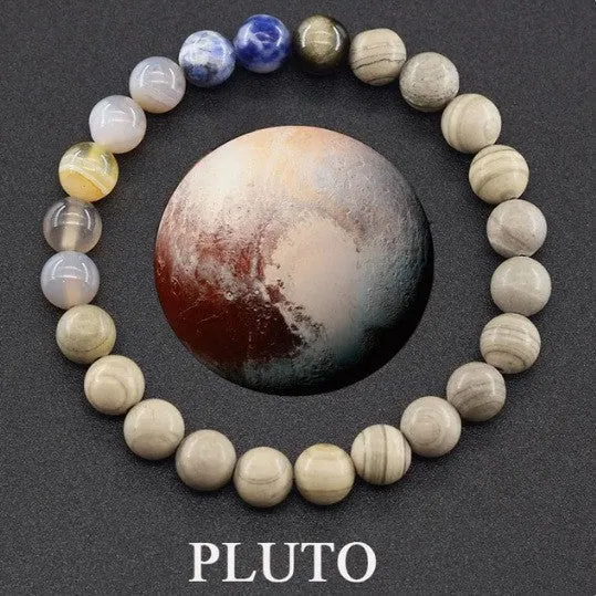 Unisex matte 10mm stone bead bracelet in vintage finish on wrist