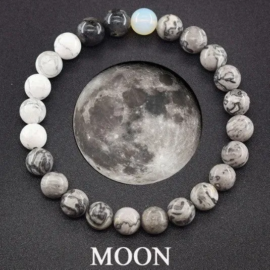 Unisex matte 10mm stone bead bracelet in vintage finish on wrist