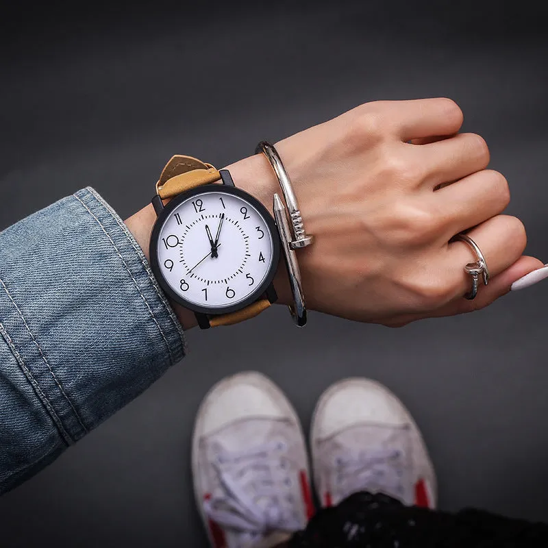 Women's quartz watch with large 42mm round dial, imitation leather strap, and pin buckle in Rubik's Cube Black colour