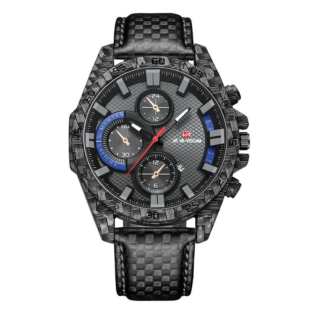 Carbon fibre element case men's wristwatch with luminous pointer display, calendar window, and 46mm dial
