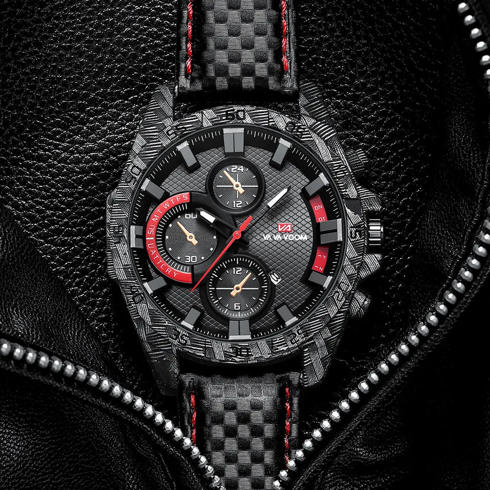 Carbon fibre element case men's wristwatch with luminous pointer display, calendar window, and 46mm dial
