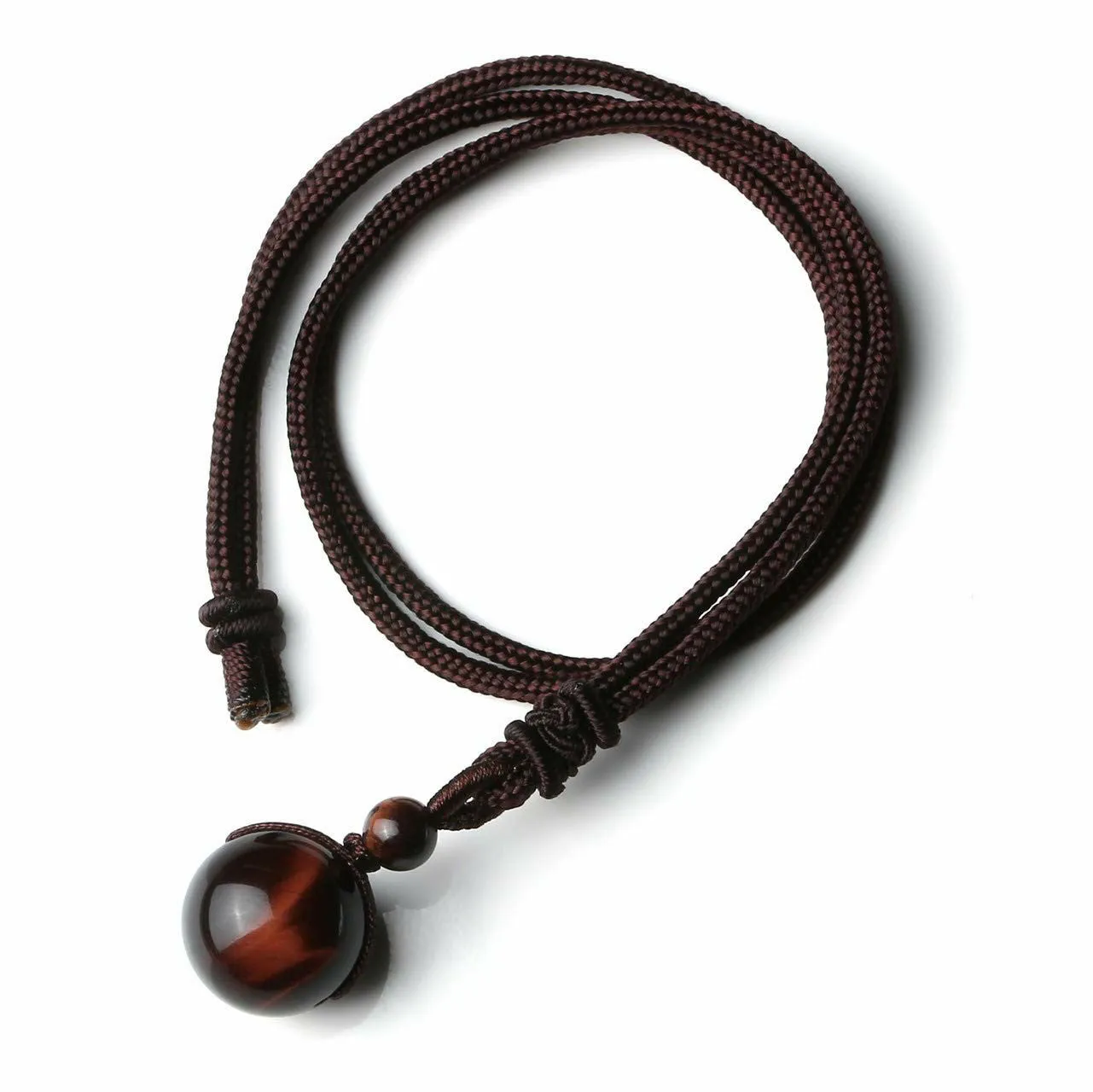 16mm natural stone pendant necklace with geometric oval shape and plating finish, adjustable chain, unisex design
