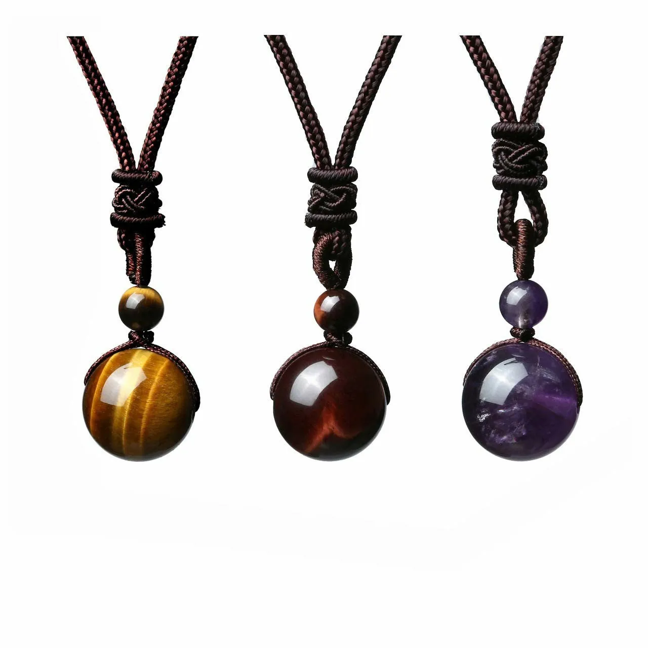 16mm natural stone pendant necklace with geometric oval shape and plating finish, adjustable chain, unisex design