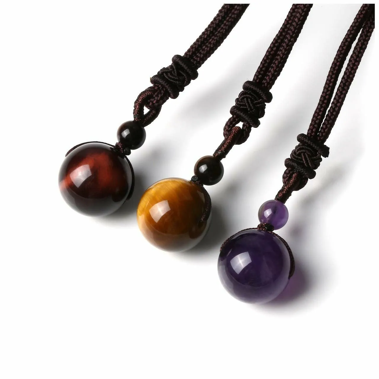 16mm natural stone pendant necklace with geometric oval shape and plating finish, adjustable chain, unisex design