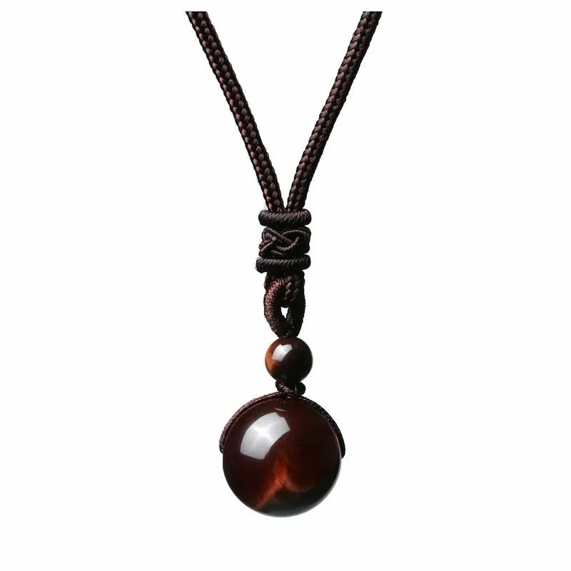 16mm natural stone pendant necklace with geometric oval shape and plating finish, adjustable chain, unisex design