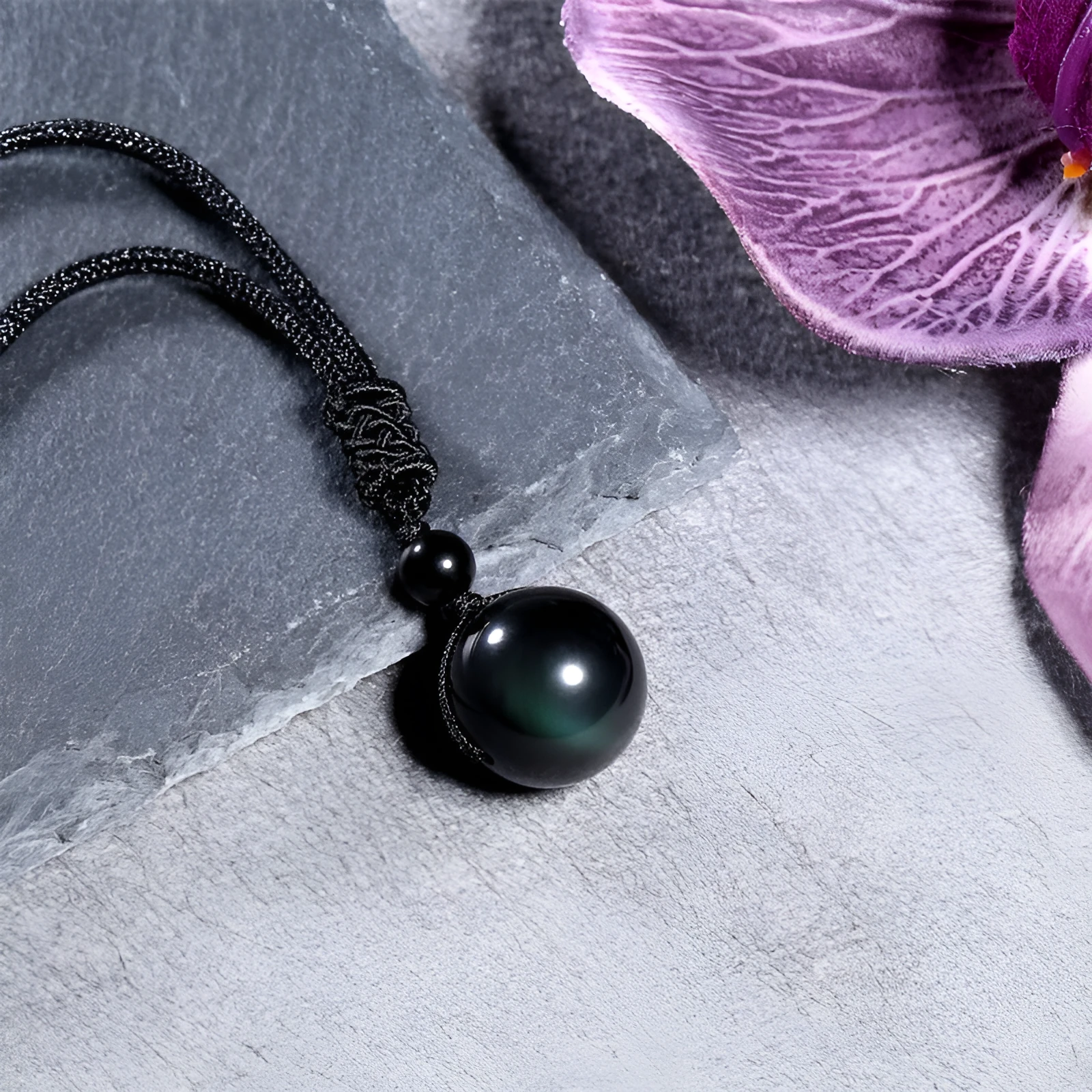 16mm natural stone pendant necklace with geometric oval shape and plating finish, adjustable chain, unisex design