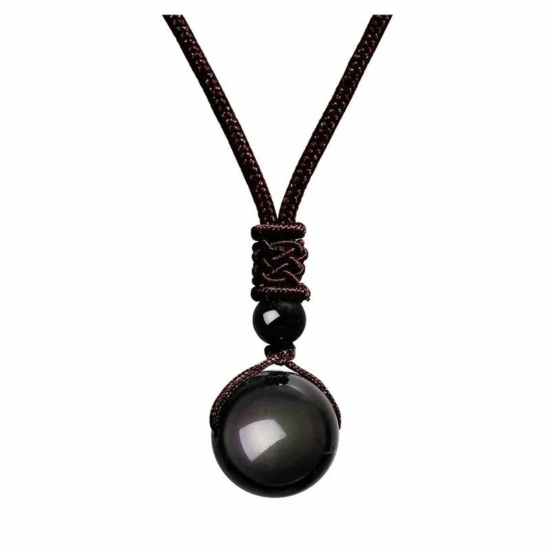 16mm natural stone pendant necklace with geometric oval shape and plating finish, adjustable chain, unisex design