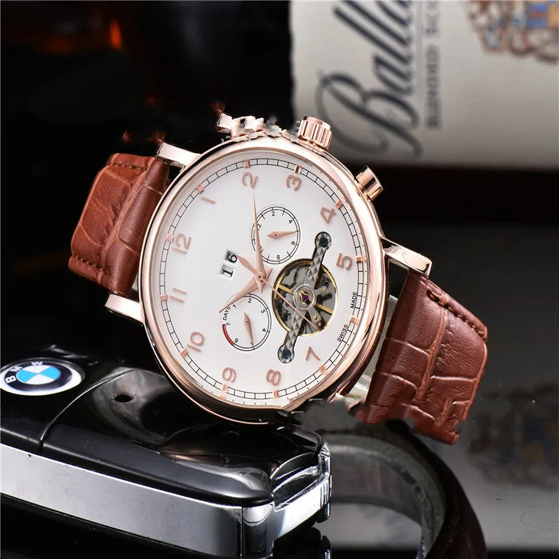 Mechanical watch with 46mm dial, transparent case back, flat-topped cone crown, European style