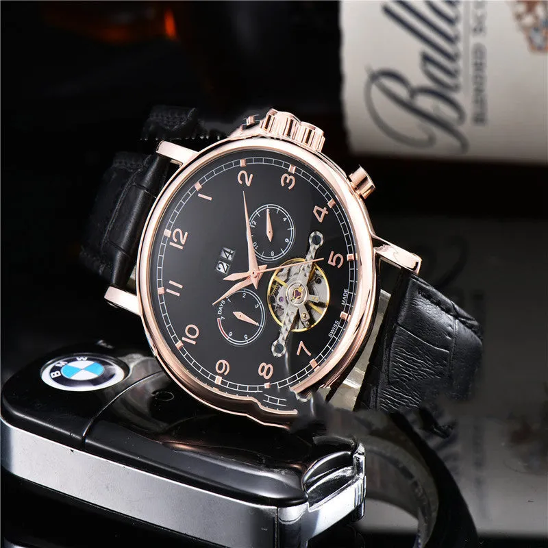 Mechanical watch with 46mm dial, transparent case back, flat-topped cone crown, European style