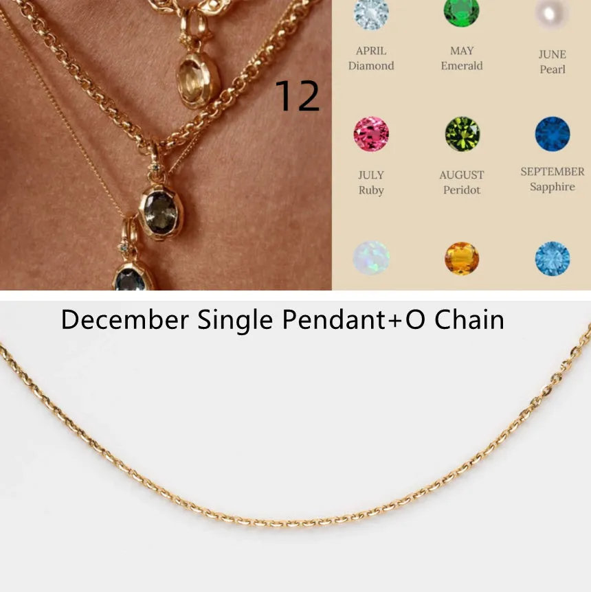 Stainless steel birthstone necklace with moon stone love pendant on copper O-ring chain, electroplated finish, geometric shape