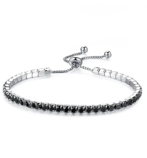 Star Shining Bracelet in silver with platinum finish and zircon stone, 27cm length