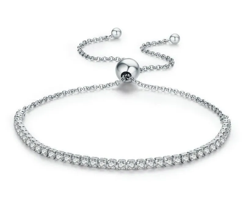 Star Shining Bracelet in silver with platinum finish and zircon stone, 27cm length