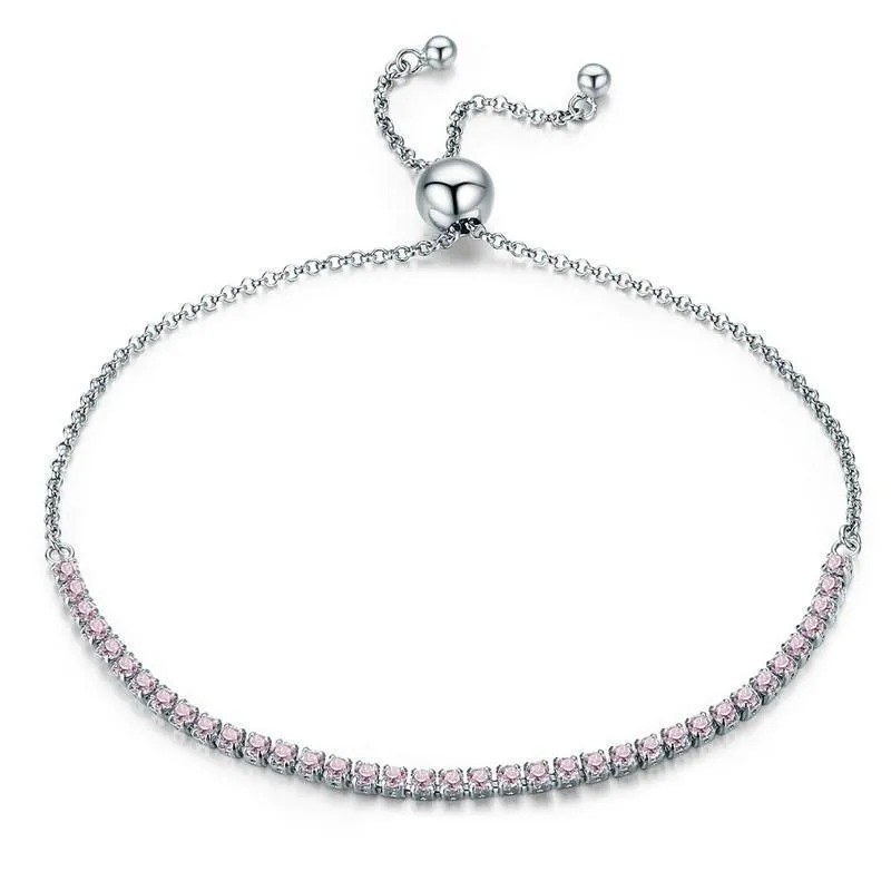 Star Shining Bracelet in silver with platinum finish and zircon stone, 27cm length