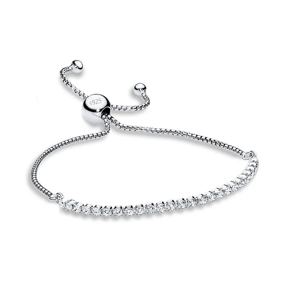 Star Shining Bracelet in silver with platinum finish and zircon stone, 27cm length