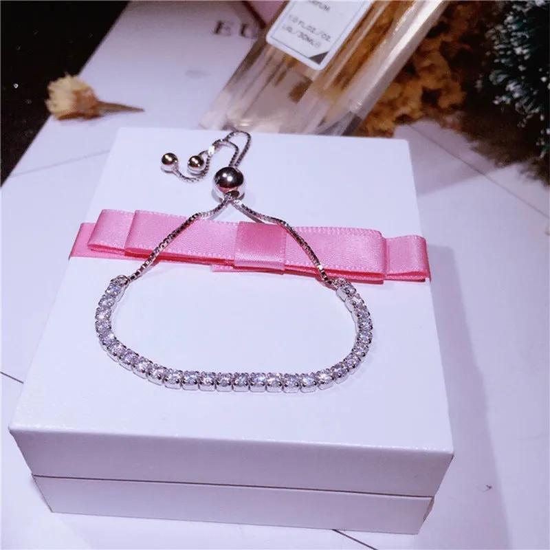 Star Shining Bracelet in silver with platinum finish and zircon stone, 27cm length