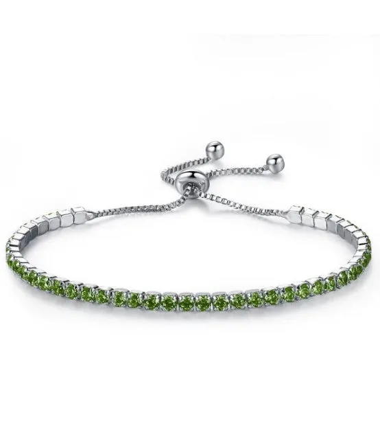 Star Shining Bracelet in silver with platinum finish and zircon stone, 27cm length