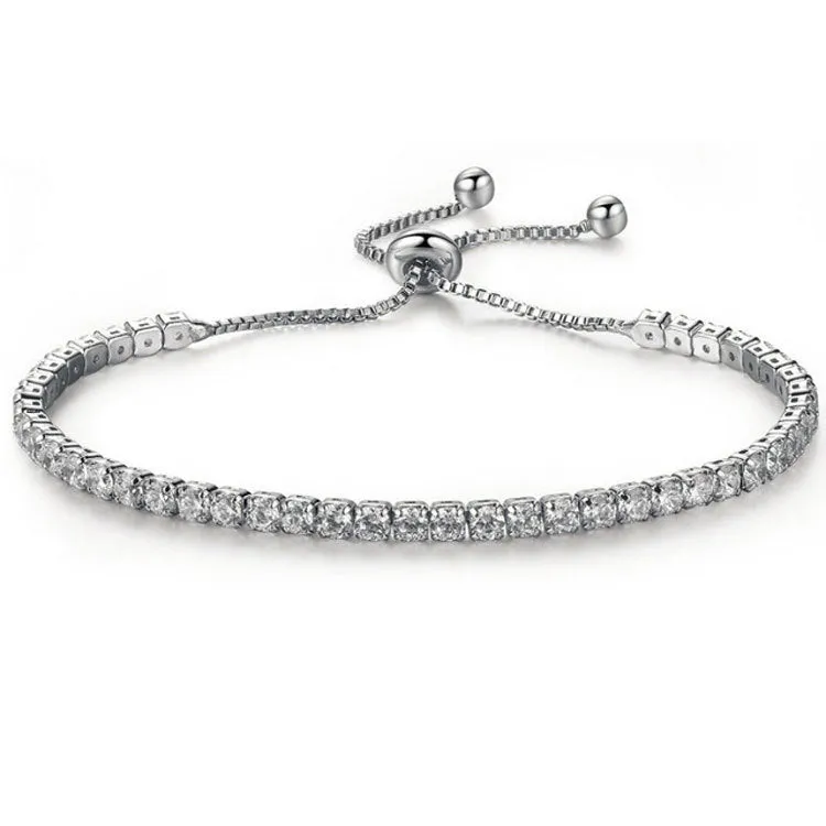 Star Shining Bracelet in silver with platinum finish and zircon stone, 27cm length