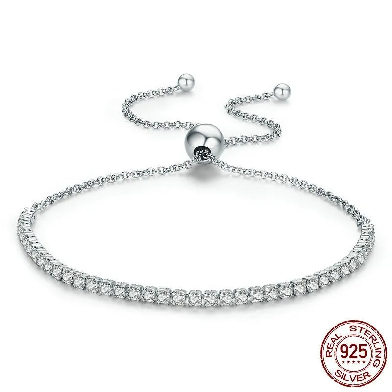 Star Shining Bracelet in silver with platinum finish and zircon stone, 27cm length