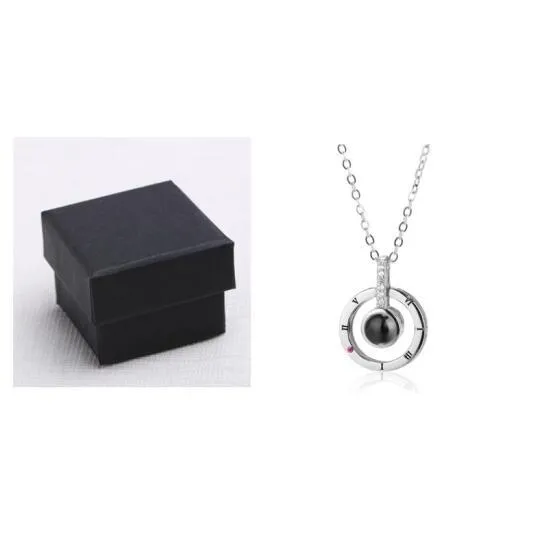 I Love You necklace with zircon pendant in silver, 100 languages design, chain length 40+5 cm