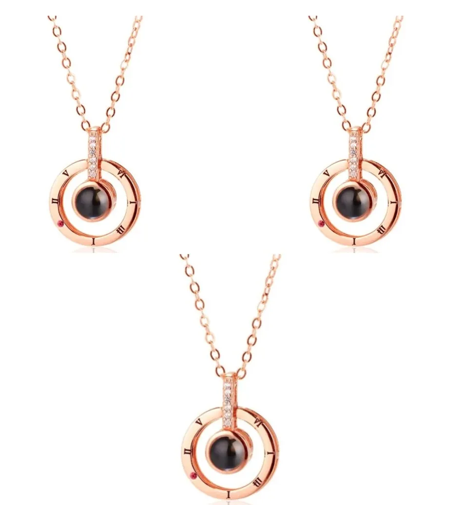I Love You necklace with zircon pendant in silver, 100 languages design, chain length 40+5 cm