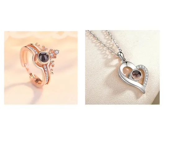 I Love You necklace with zircon pendant in silver, 100 languages design, chain length 40+5 cm