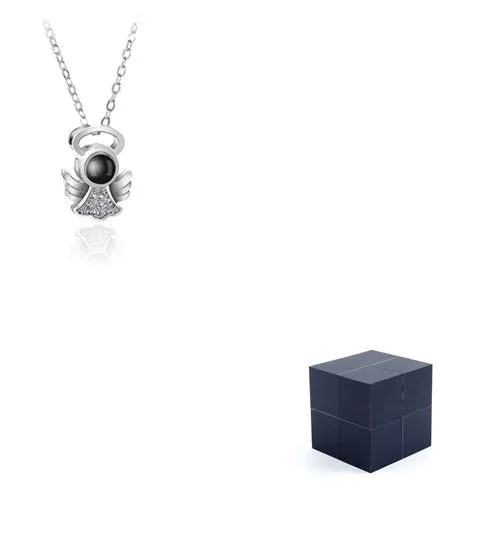 I Love You necklace with zircon pendant in silver, 100 languages design, chain length 40+5 cm