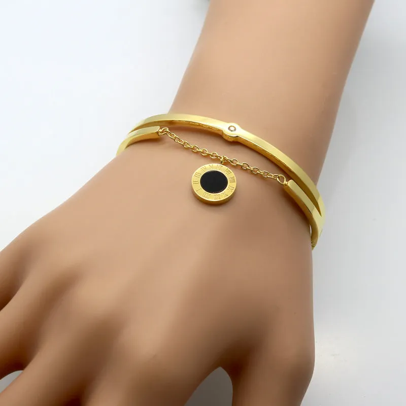 Metal numbers Rome fringed bracelet for women, zinc alloy, size 17cm perimeter