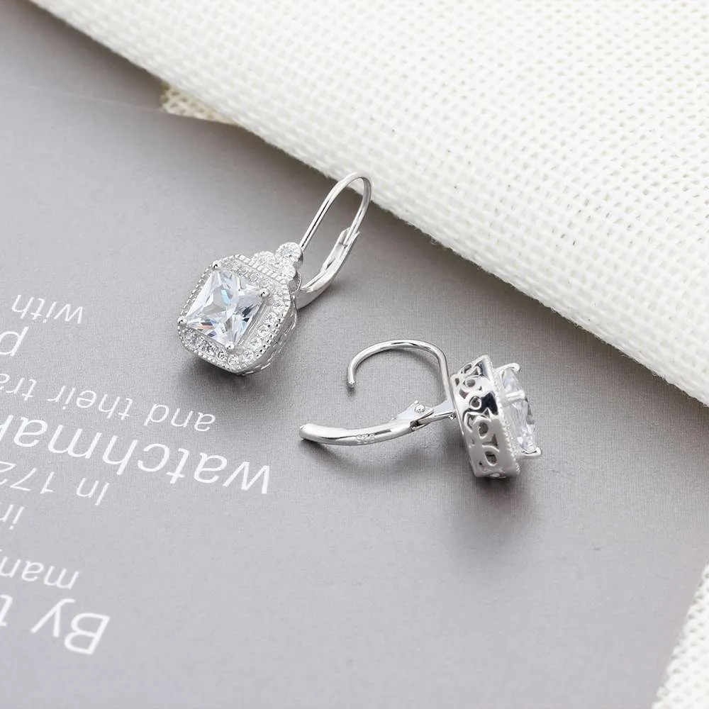 S925 sterling silver crown-shaped rhinestone earrings for women, silver gem inlay, colour EA102021