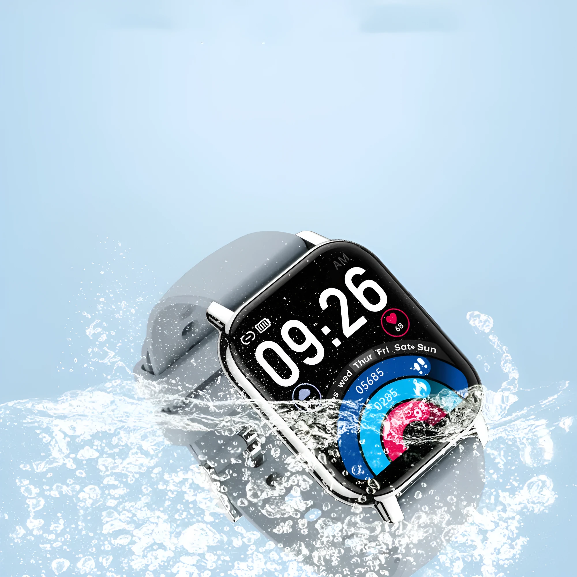 P66 smart watch with 1.85 inch TFT screen silicone wristband heart rate blood pressure Bluetooth call