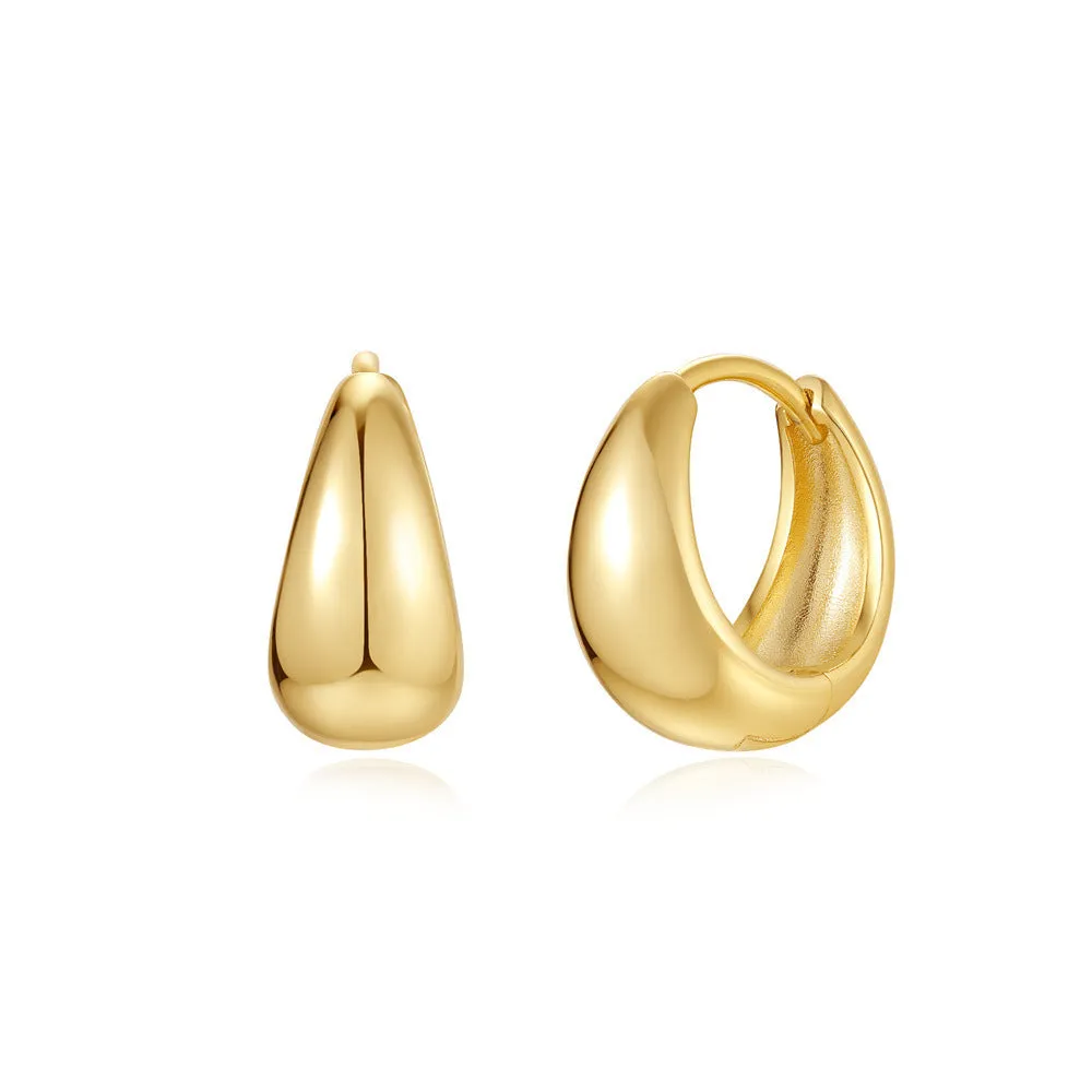 Brass diamond earclip earrings with geometric round design in golden electroplated finish