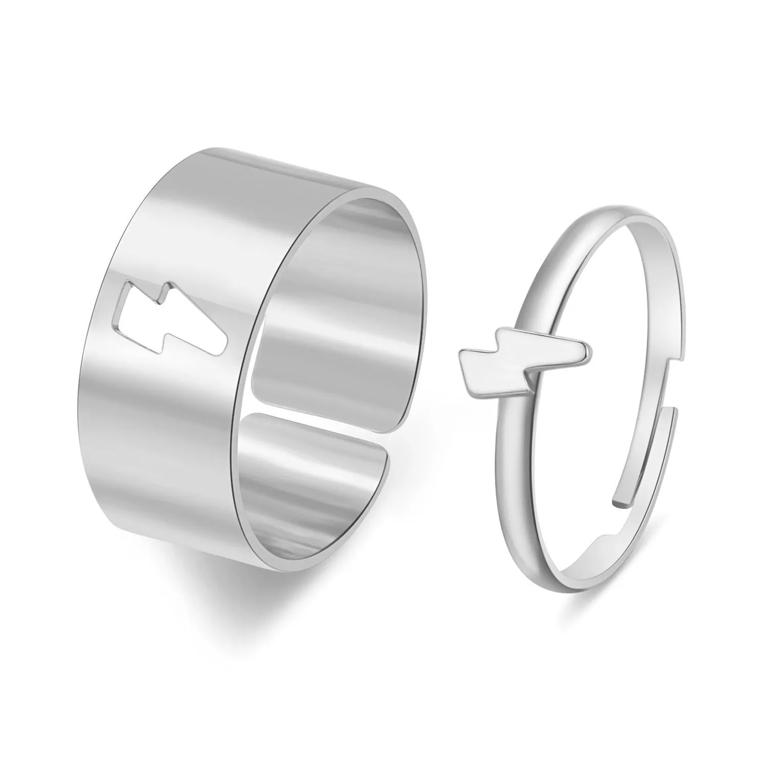 Gold and silver alloy electroplated butterfly ring set 2-piece adjustable open rings for couples
