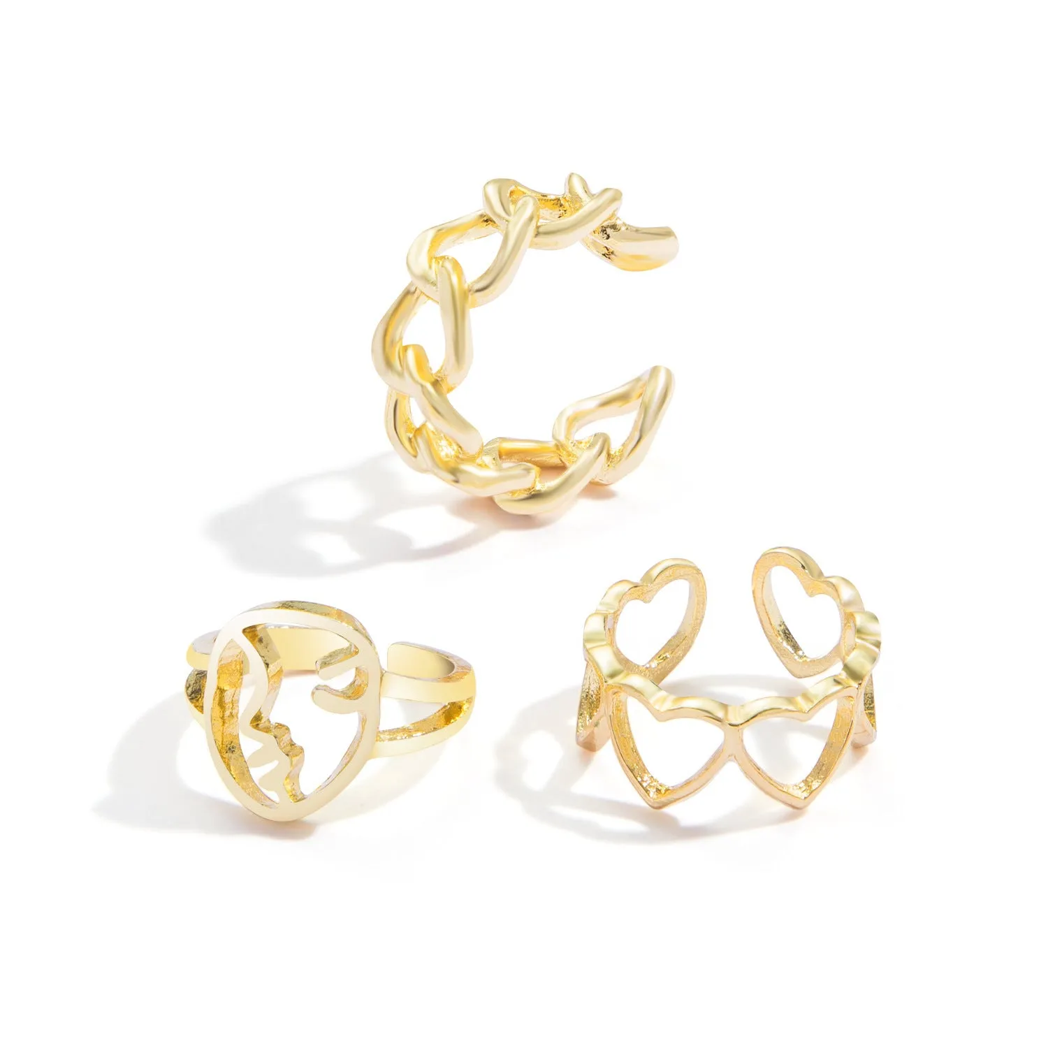 Gold and silver alloy electroplated butterfly ring set 2-piece adjustable open rings for couples