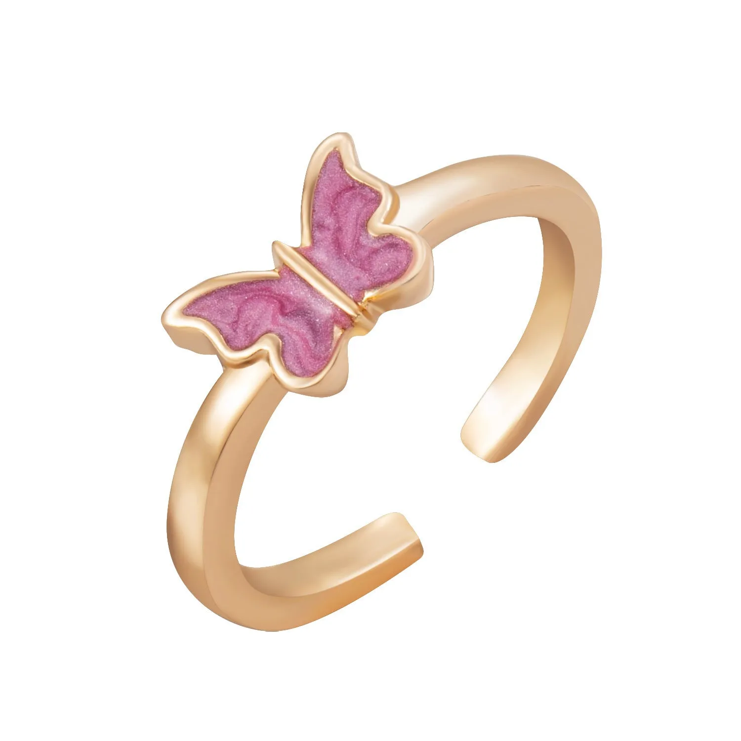 Gold and silver alloy electroplated butterfly ring set 2-piece adjustable open rings for couples
