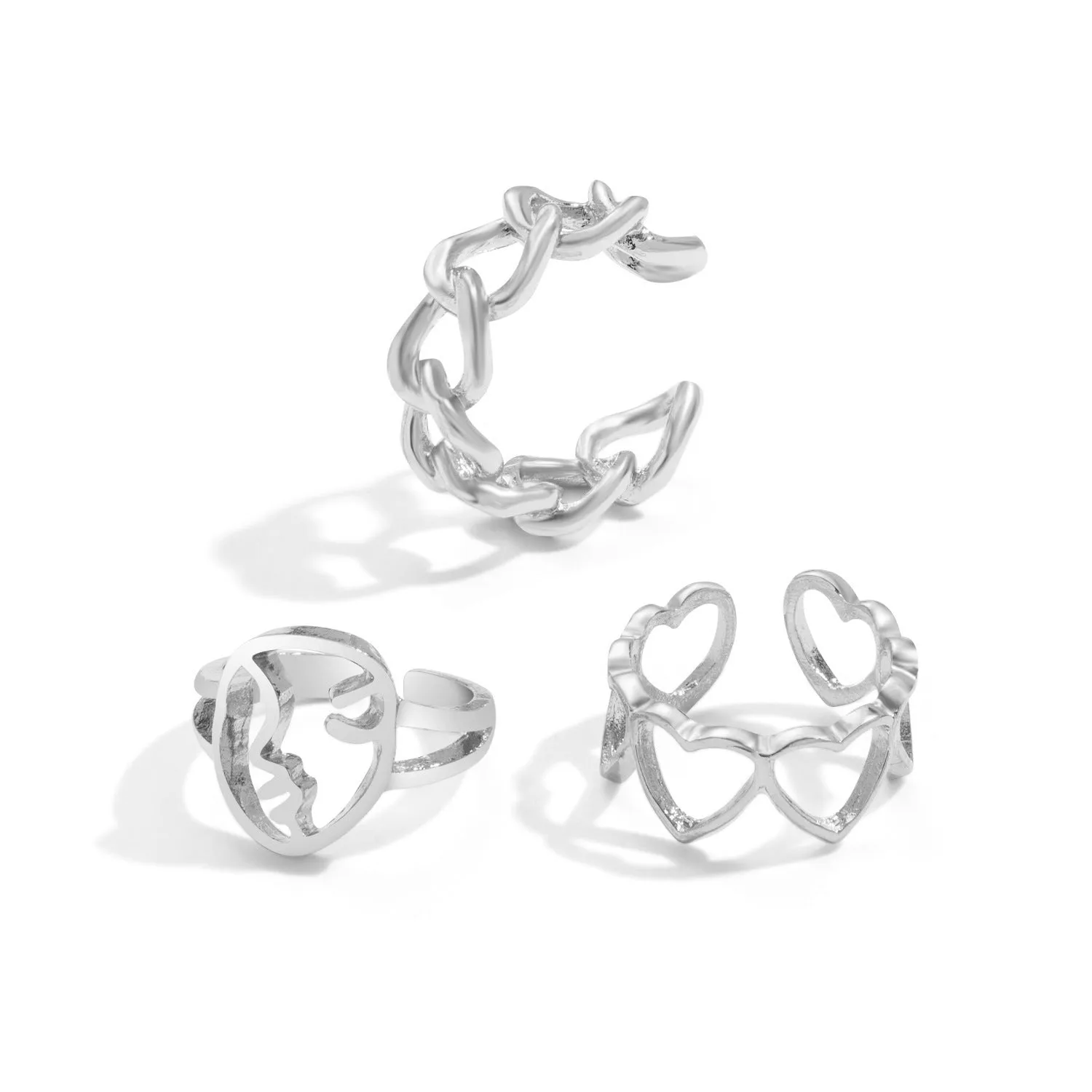 Gold and silver alloy electroplated butterfly ring set 2-piece adjustable open rings for couples
