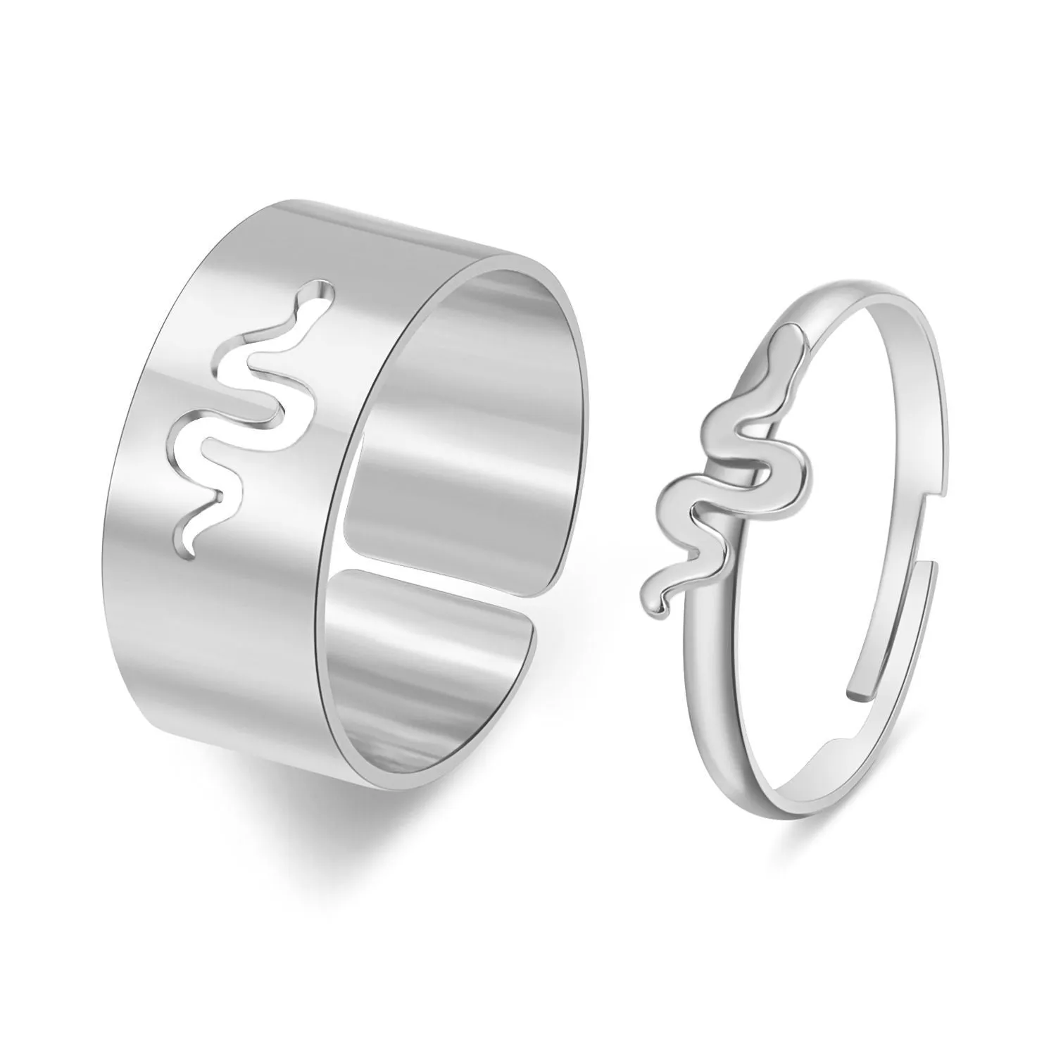 Gold and silver alloy electroplated butterfly ring set 2-piece adjustable open rings for couples