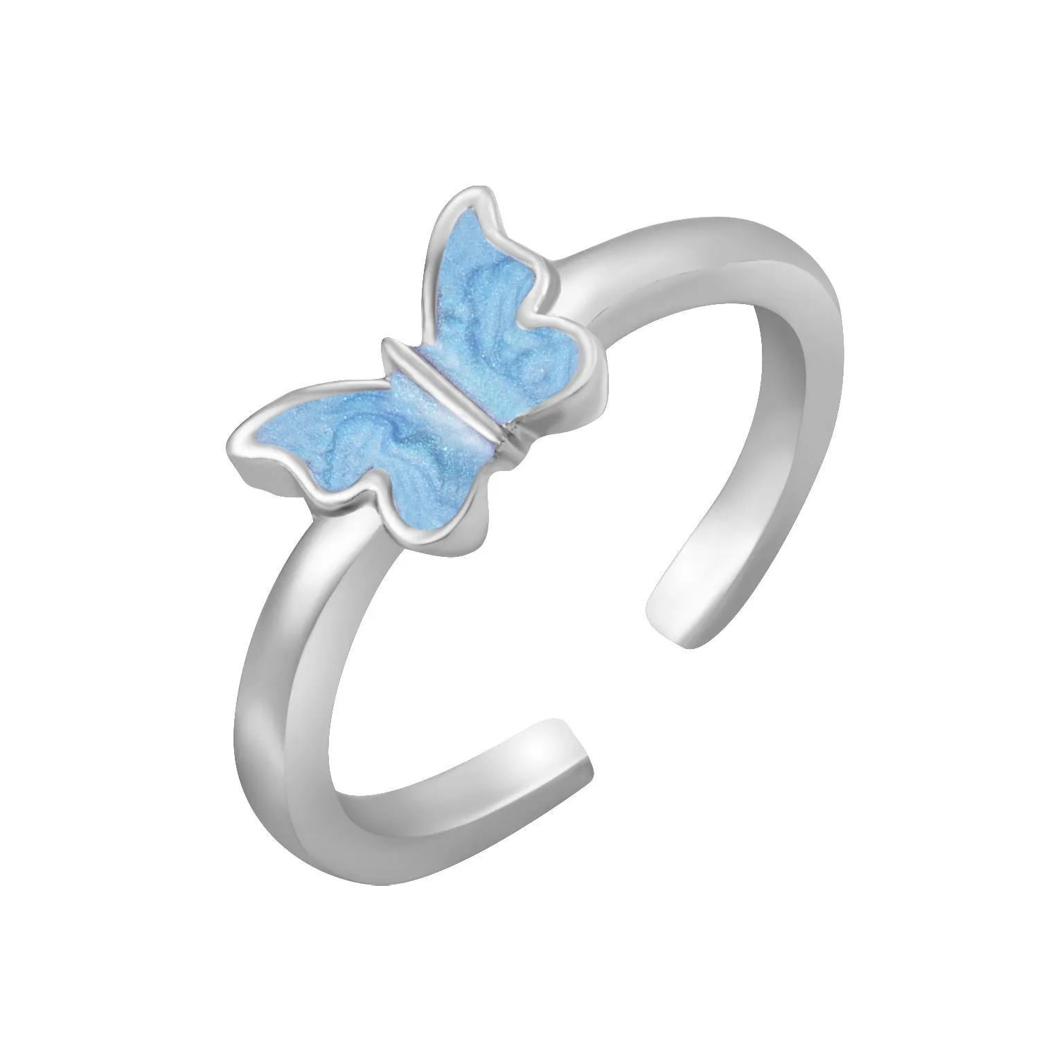 Gold and silver alloy electroplated butterfly ring set 2-piece adjustable open rings for couples