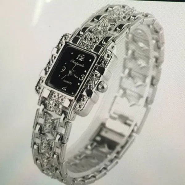 Women's square bracelet watch with white dial surface and 8mm thickness in casual style