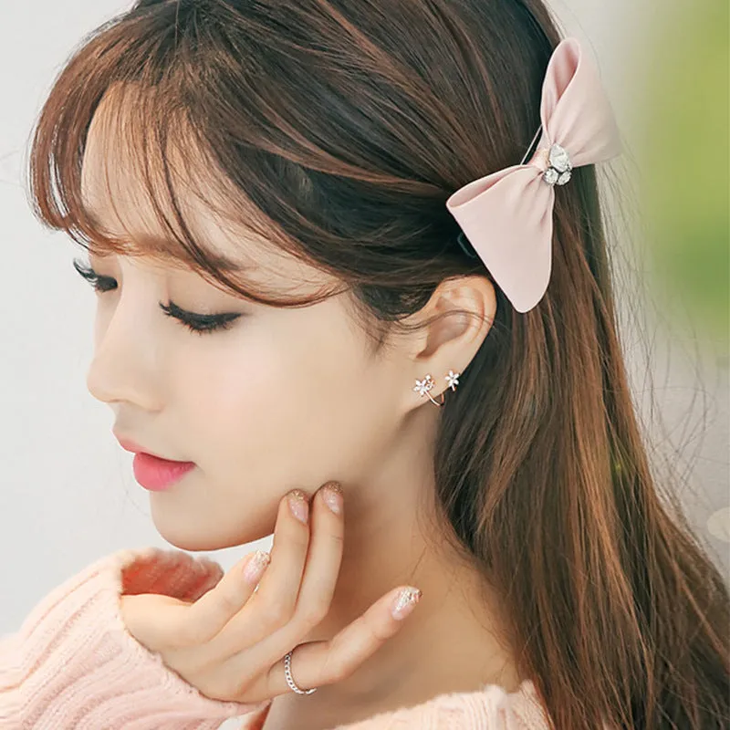 Silver flower earring for short hair in rose gold colour option