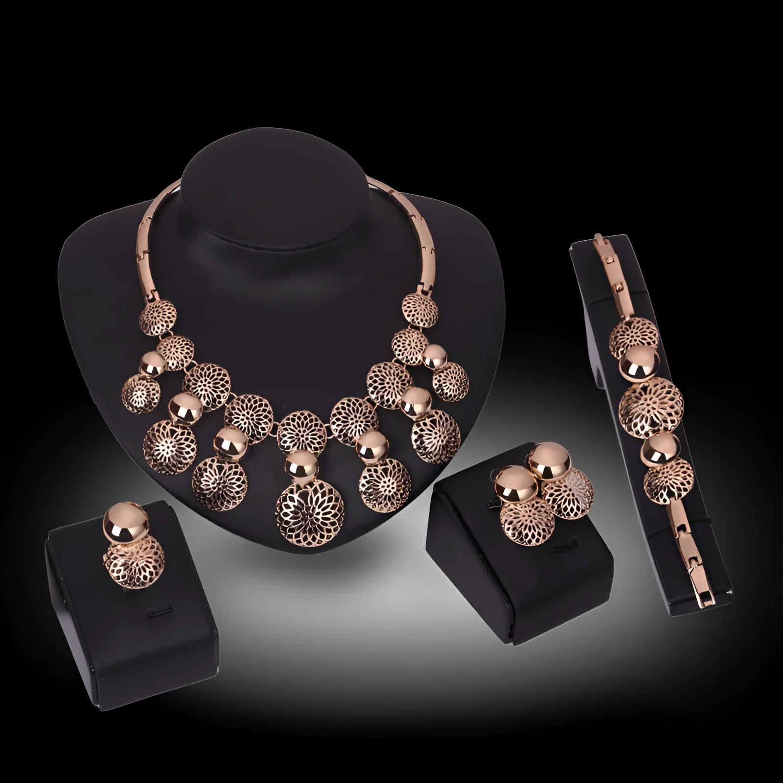 Korean fashion bride jewelry set of four pieces with alloy and electroplated finish