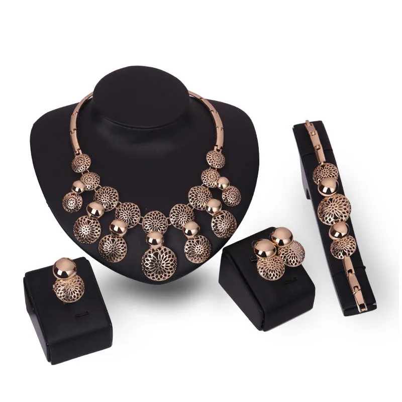 Korean fashion bride jewelry set of four pieces with alloy and electroplated finish