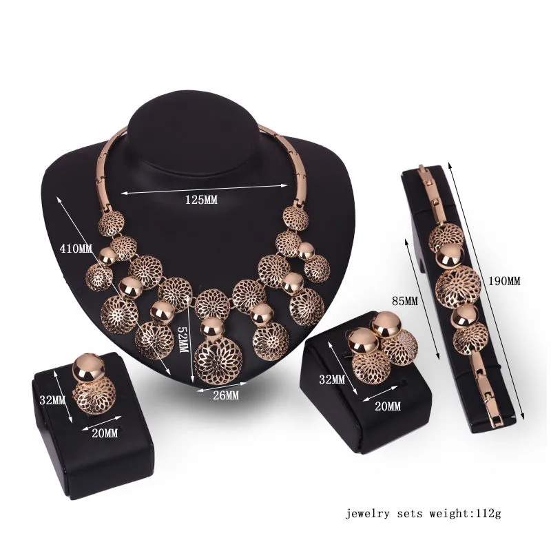 Korean fashion bride jewelry set of four pieces with alloy and electroplated finish
