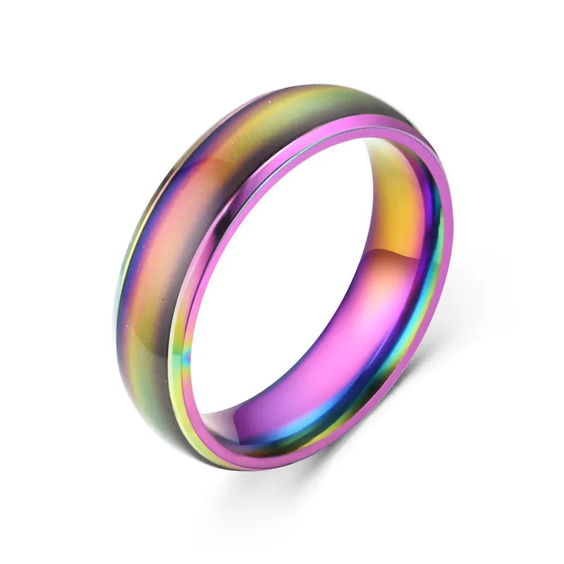 Colour changing mood ring in alloy with temperature-sensitive coating, available in black, gold, multicolor, rose gold, silver