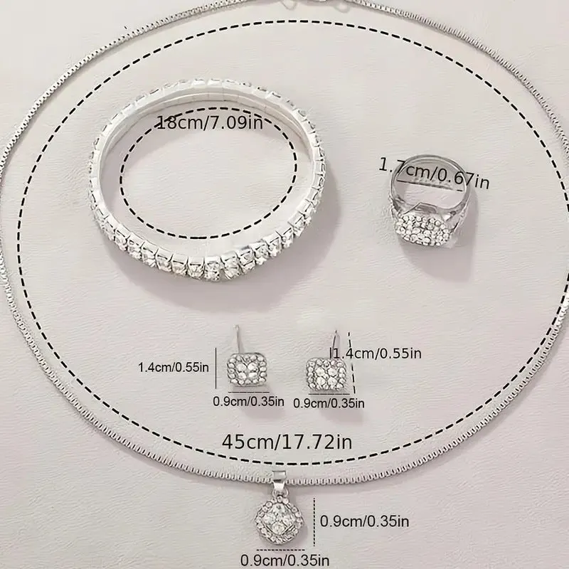 Women's Diamond Fashion Roman Quartz Watch five-piece set with alloy strap and round dial