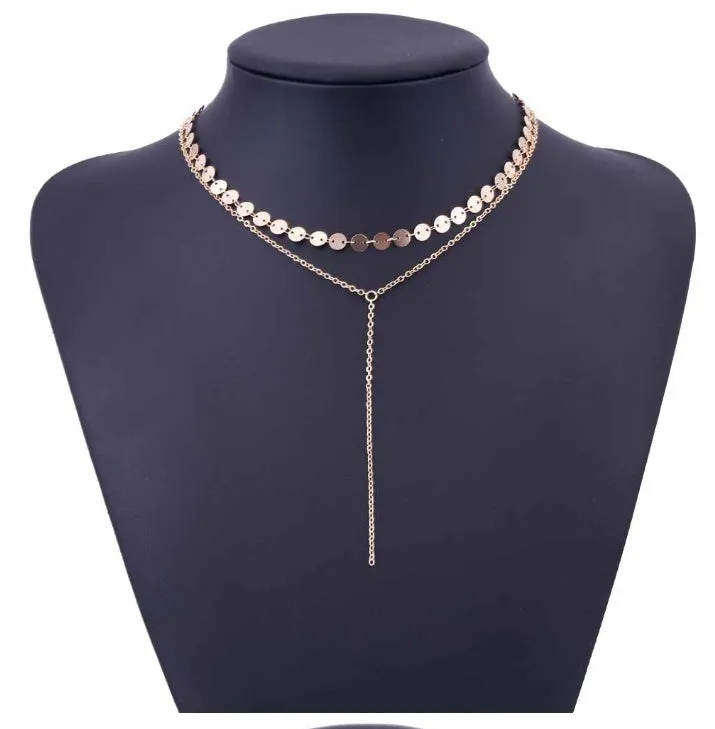 Tattoo coin choker rhinestone crystal necklace one layer three layer lariat y choker alloy chain gold silver plating