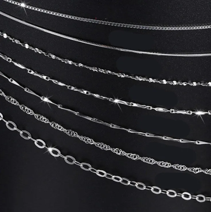 S925 sterling silver necklace with plated finish, available in multiple style options