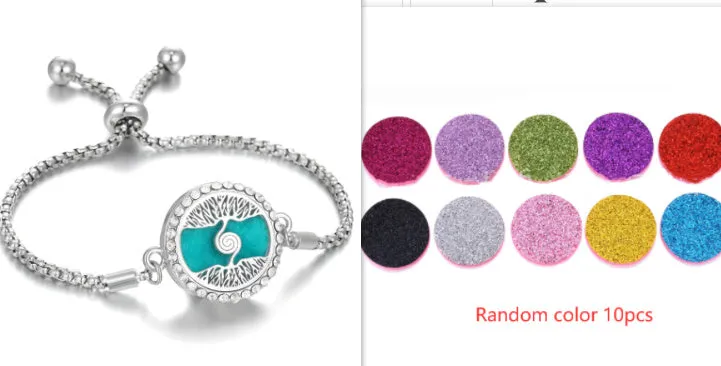Hollow stainless steel adjustable aromatherapy bracelet with 20mm box diameter and electroplated alloy finish on white background