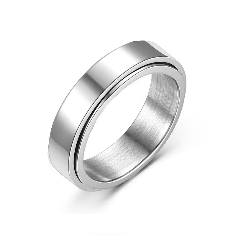 Men's titanium steel hip hop simplicity ring blue rose gold electroplated polished Korean style size 07-11