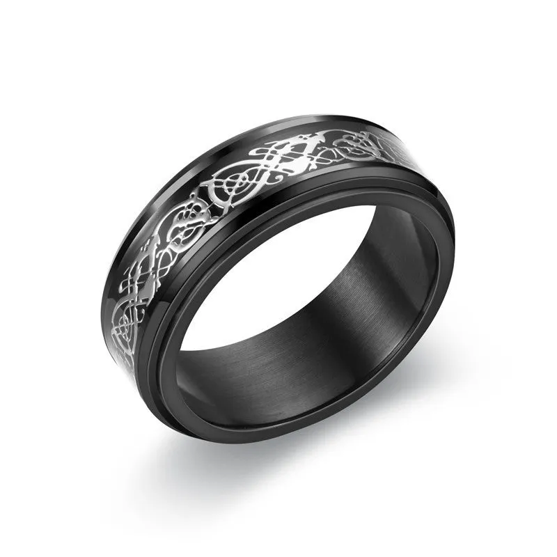 Men's titanium steel hip hop simplicity ring blue rose gold electroplated polished Korean style size 07-11
