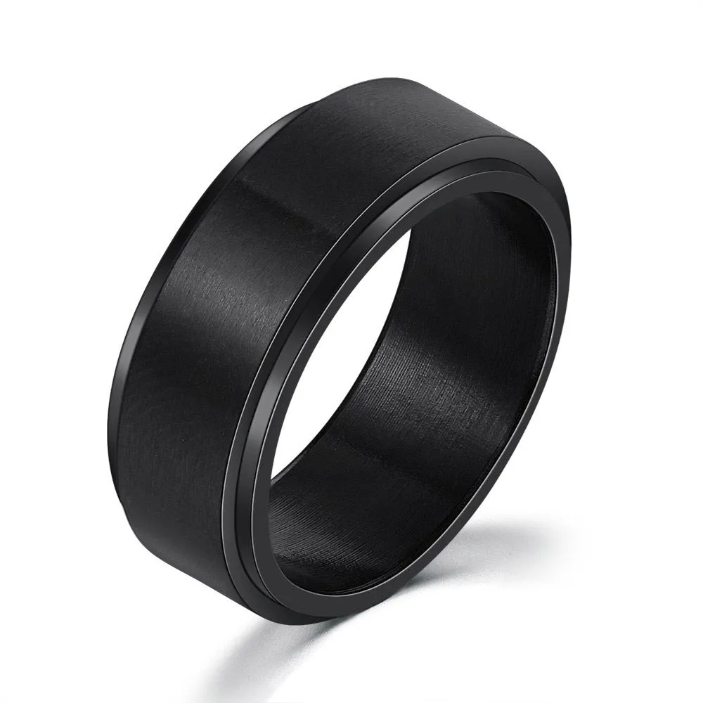 Men's titanium steel hip hop simplicity ring blue rose gold electroplated polished Korean style size 07-11